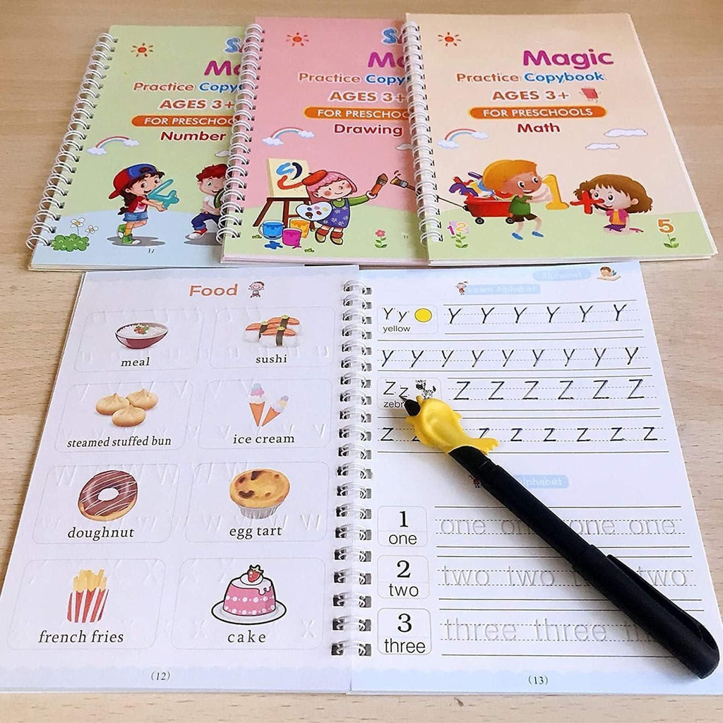 Sank Magic Practice Copybook (4 BOOKS,1 PEN,1 GRIP,10 REFILL) Pack of 1
